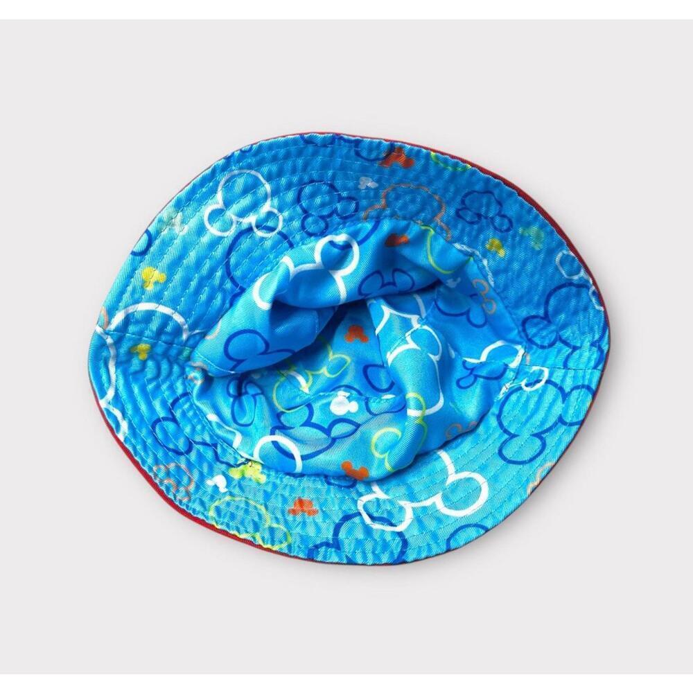 Disney Mickey Mouse Kids Bucket Hat Red Reversable Light Blue Lining Embroidered - Picture 7 of 9
